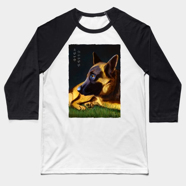 German Shepherd - White Baseball T-Shirt by Thor Reyes